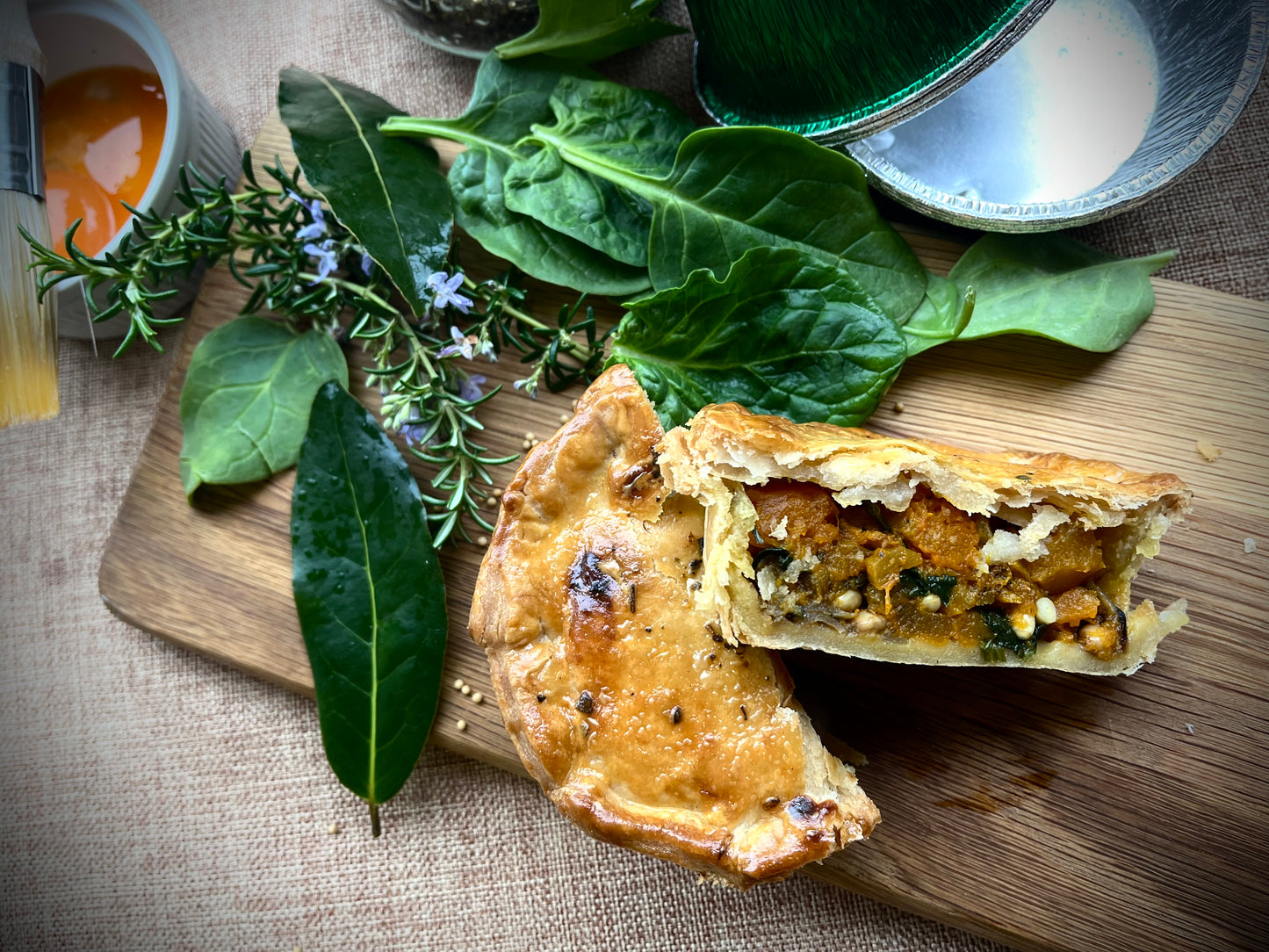 Roast pumpkin, pine nut and spinach